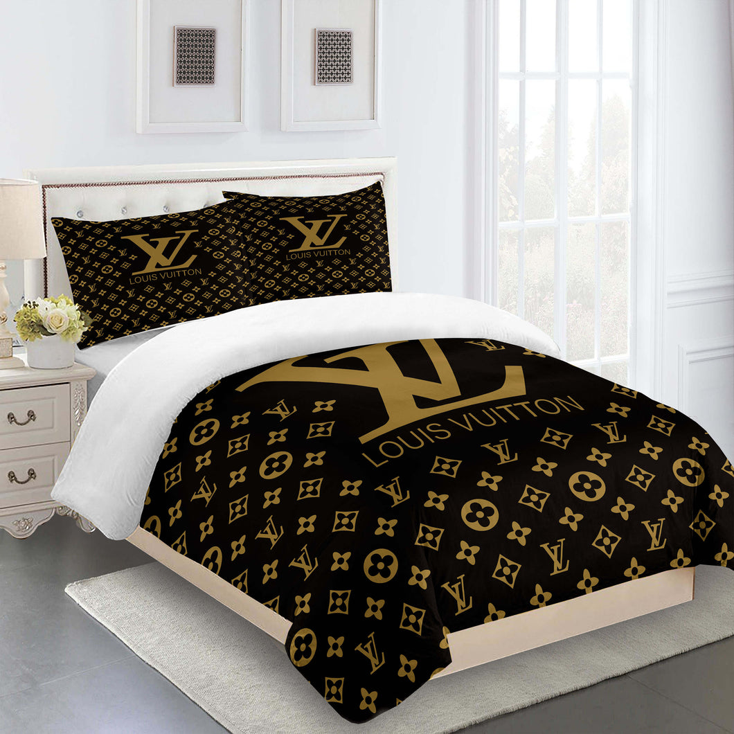 Yellow and Brown Background Louis Vuitton Bedding Sets Bed Sets