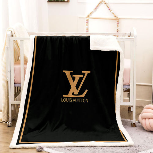 brown logo louis Vuitton blanket