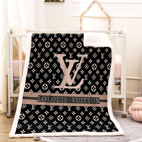 Black and pink Louis Vuitton blanket