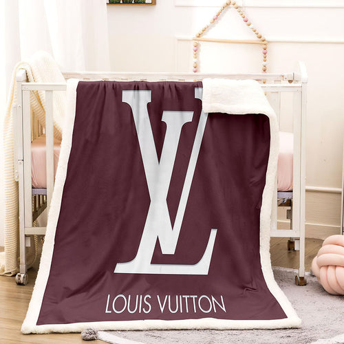Louis Vuitton White Fashion Logo Luxury Brand Blanket Fleece Home