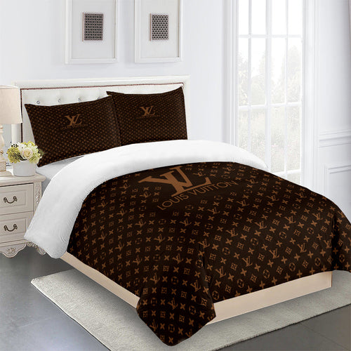 Dark brown louis Vuitton bed set