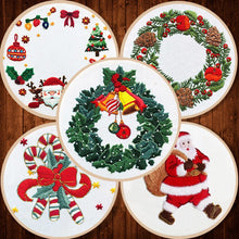 Load image into Gallery viewer, Handmade DIY Xmas Patterns Sewing Accessories Christmas Embroidery Cross Stitch Kit Merry Christmas Embroidery Hoop
