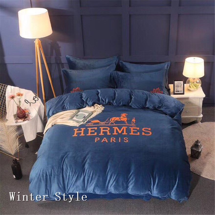 Blue Hermes bed set
