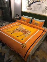 Load image into Gallery viewer, Horse Orange Background Hermes bed set

