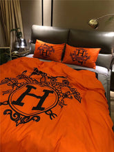 Load image into Gallery viewer, Orange Background Hermes bed set

