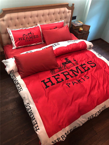 Red Hermes bed set