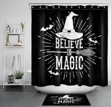Load image into Gallery viewer, Black White Witch Hat Halloween Shower Curtain
