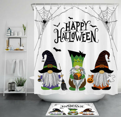 Spider Web Funny Gnomes Halloween Shower Curtain