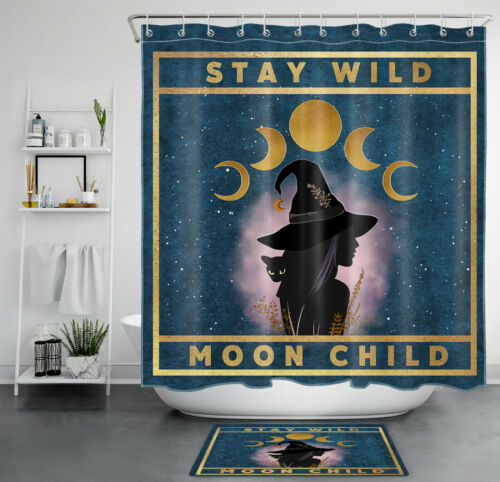 Stay Wild Moon child Halloween Shower Curtain