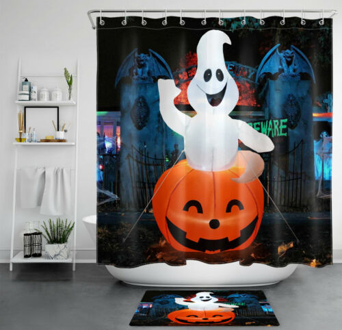 Pumpkin The White Ghost Halloween Shower Curtain