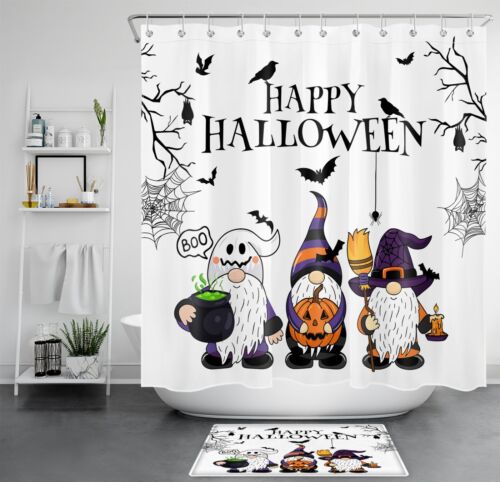 Horror Crow Pumpkin Gnome Halloween Shower Curtain