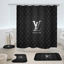 Load image into Gallery viewer, Dark gray Louis Vuitton shower curtain set
