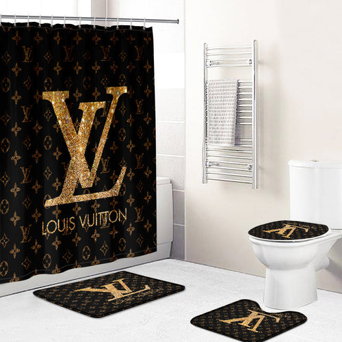 Louis Vuitton Big Logo In Butterfly Background Shower Curtain Set - REVER  LAVIE