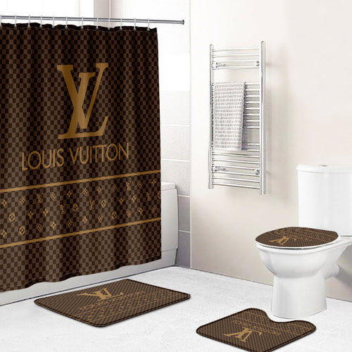 Louis Vuitton LV White Bathroom Set Luxury Shower Curtain Bath Rug Mat Home  Decor HT in 2023