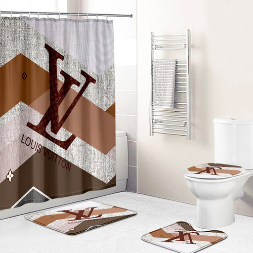 Louis Vuitton Black Monogram In Colorful Background Shower Curtain