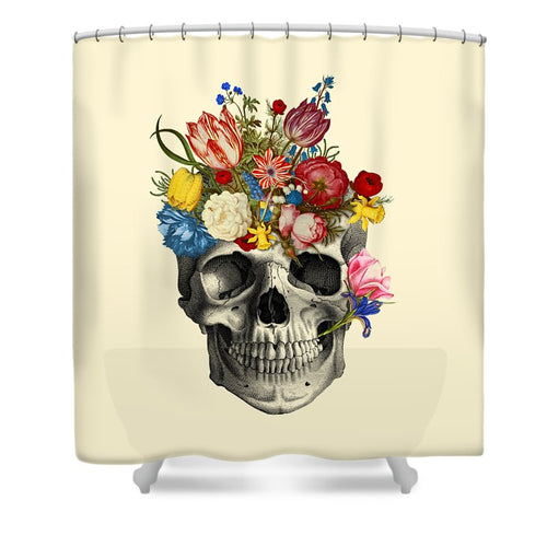 Skull with flowers Halloween Shower Curtain