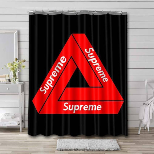 Red Logo Supreme Shower Curtain Set