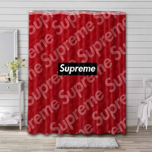 Red Pattern Supreme Shower Curtain Set