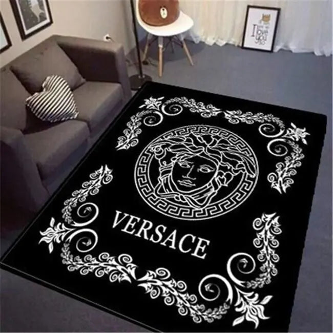 White & Black Versace living room carpet and rug