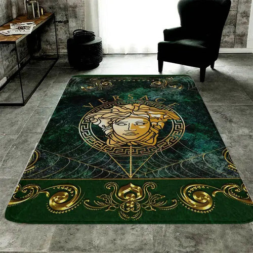 Dark Green Versace living room carpet and rug