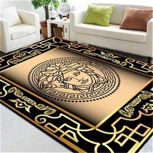 Yellow Versace living room carpet and rug