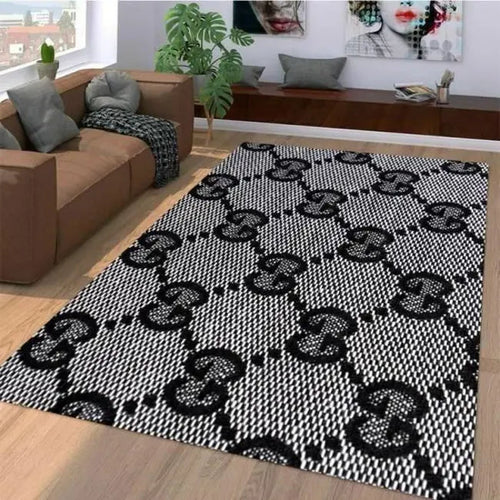 Black and grey Gucci living room carpet and rug