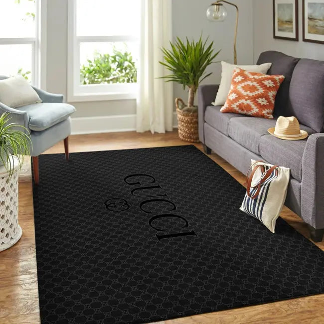 Black logo Gucci living room carpet and rug